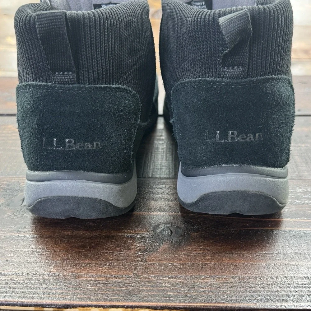 L.L. Bean Tek 2.5 Women's Snow Sneakers Boots Ankle Winter Size 10 M Black Suede